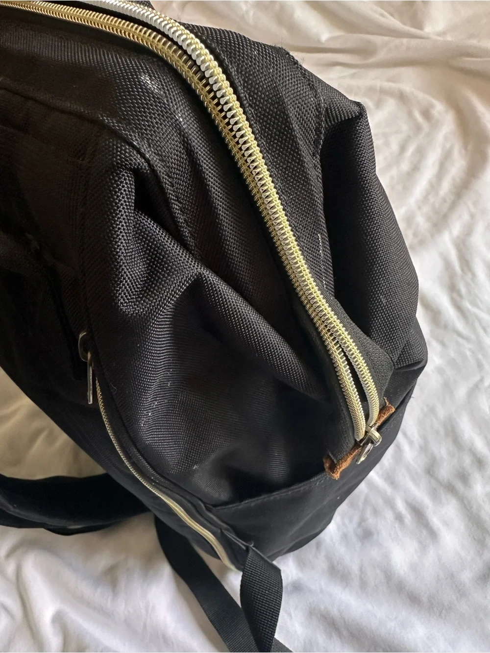 Anello Black Canvas Backpack with Gold Hardware